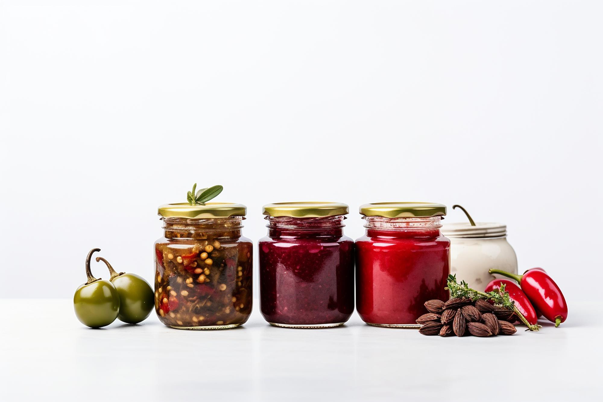 jarred preserves on wooden shelf
